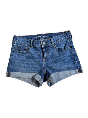 Old Navy Womens Boyfriend Denim Jean Shorts Size 2 Blue Cuffed Casual Summer